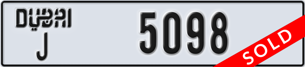 dubai License Plate Number 5098 Code J