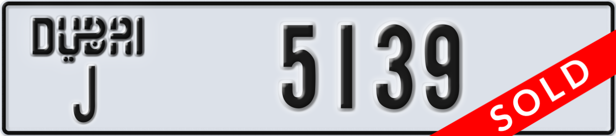 dubai License Plate Number 5139 Code J