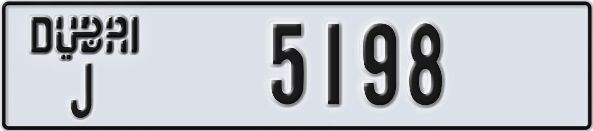 dubai License Plate Number 5198 Code J