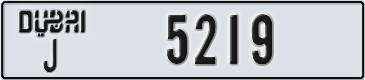 dubai License Plate Number 5219 Code J