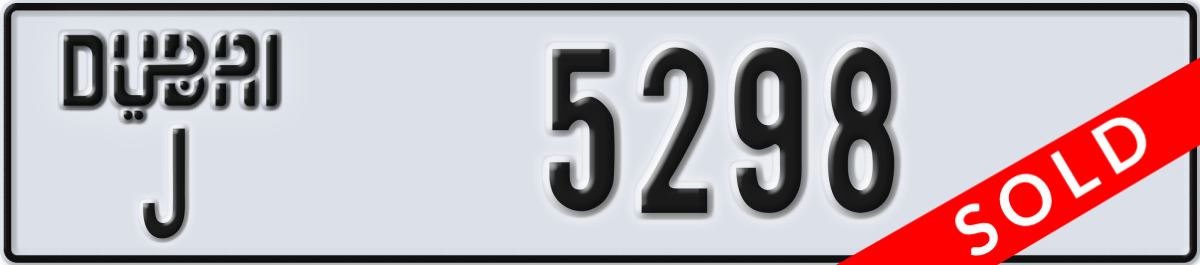 dubai License Plate Number 5298 Code J