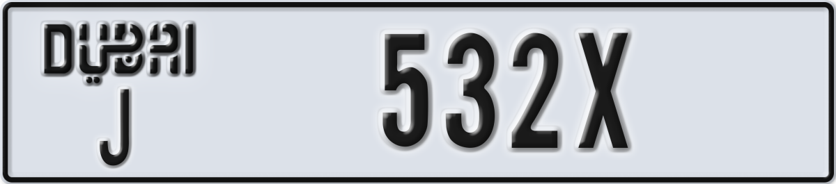 dubai License Plate Number 532X Code J