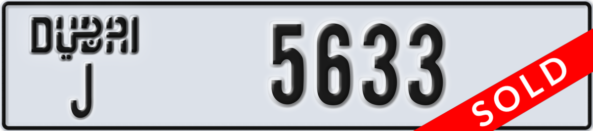 dubai License Plate Number 5633 Code J