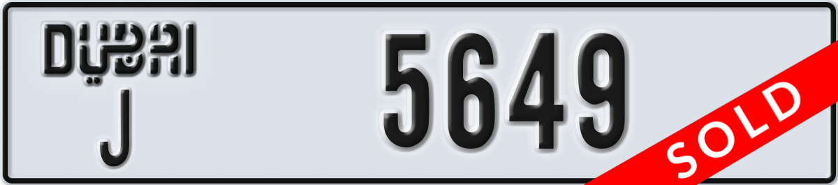 dubai License Plate Number 5649 Code J