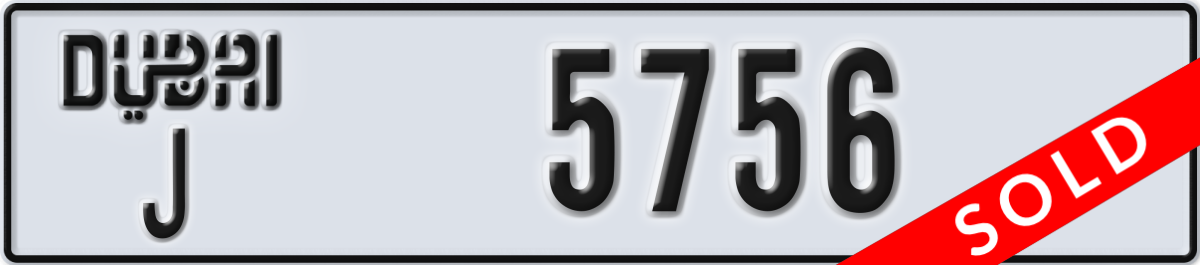 dubai License Plate Number 5756 Code J