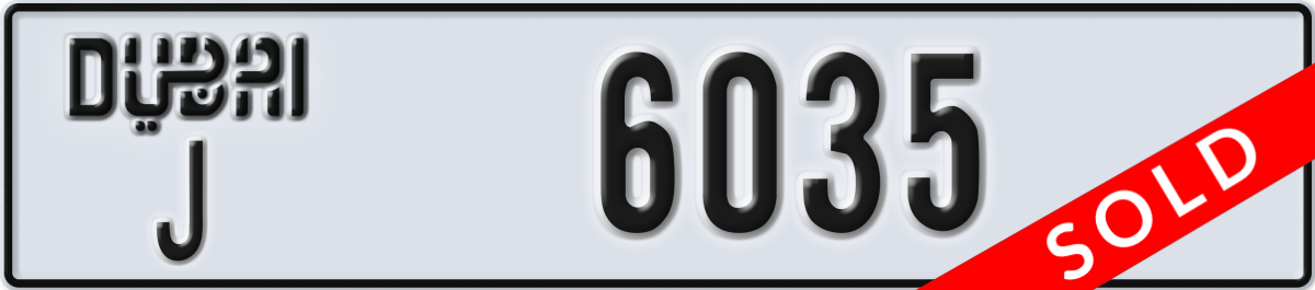 dubai License Plate Number 6035 Code J