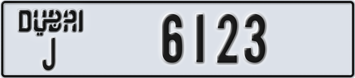 dubai License Plate Number 6123 Code J