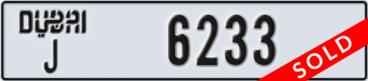 dubai License Plate Number 6233 Code J