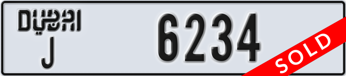 dubai License Plate Number 6234 Code J