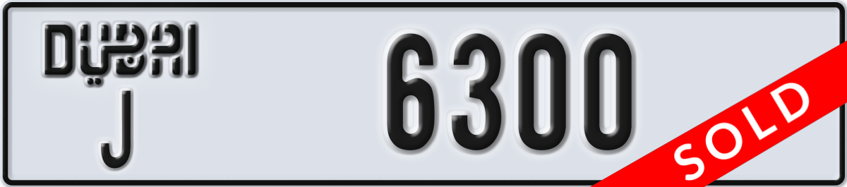 dubai License Plate Number 6300 Code J