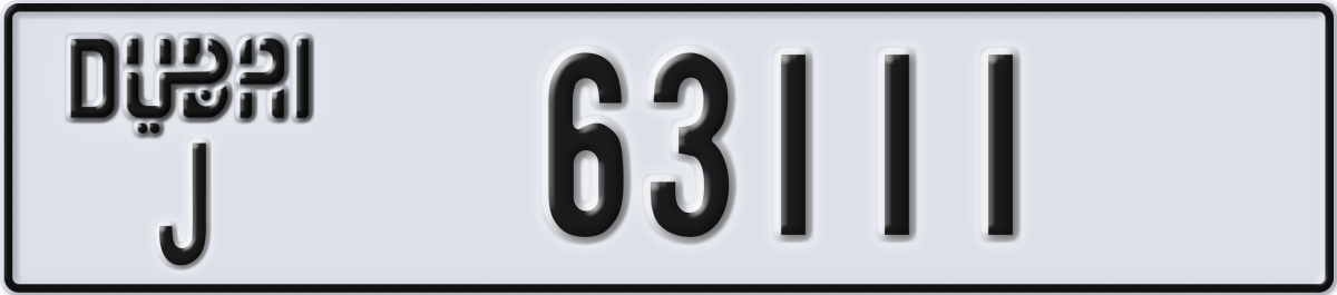 dubai License Plate Number 63111 Code J