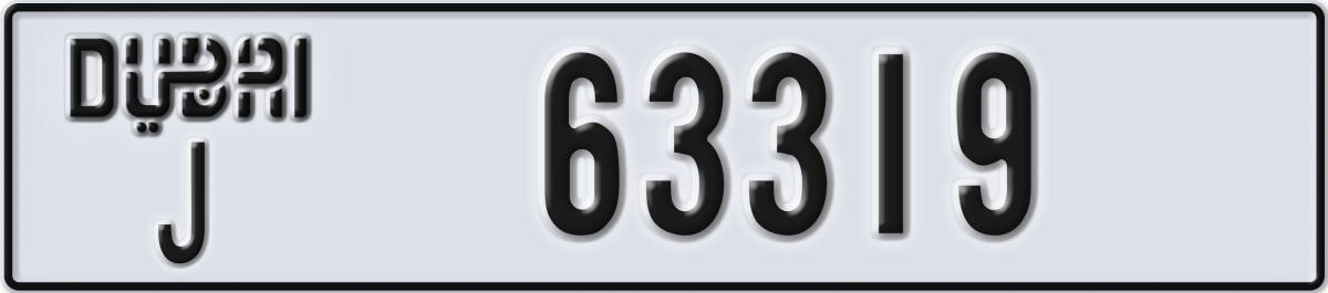 dubai License Plate Number 63319 Code J