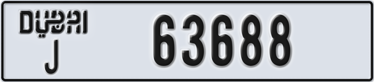 dubai License Plate Number 63688 Code J
