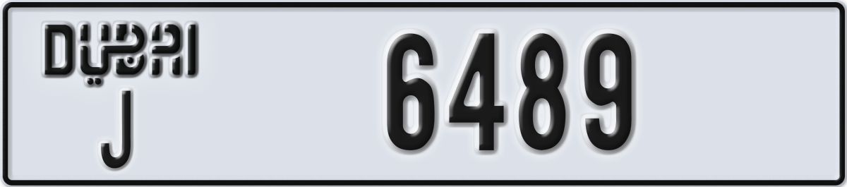 dubai License Plate Number 6489 Code J