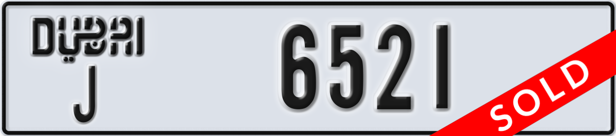 dubai License Plate Number 6521 Code J