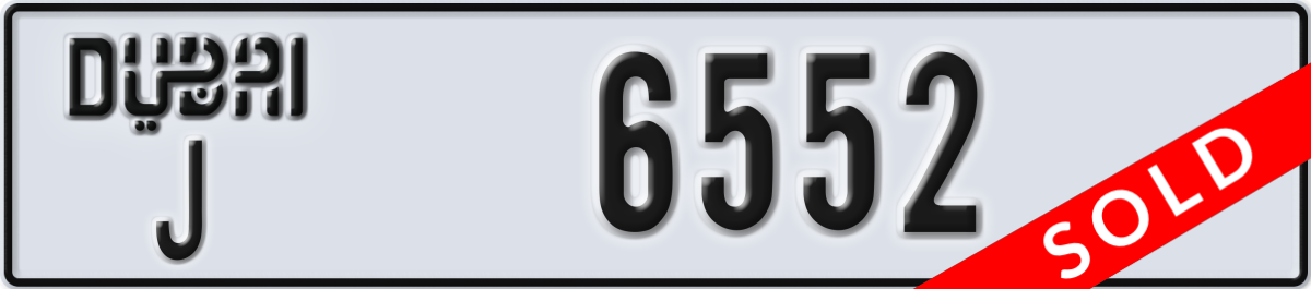 dubai License Plate Number 6552 Code J