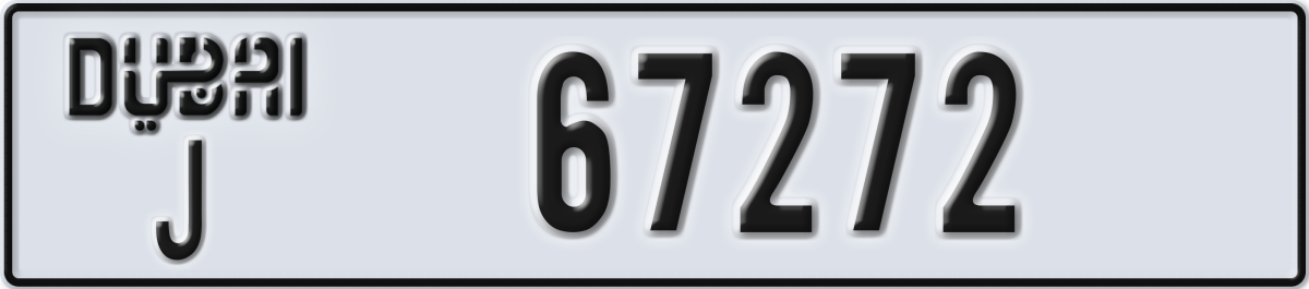 dubai License Plate Number 67272 Code J