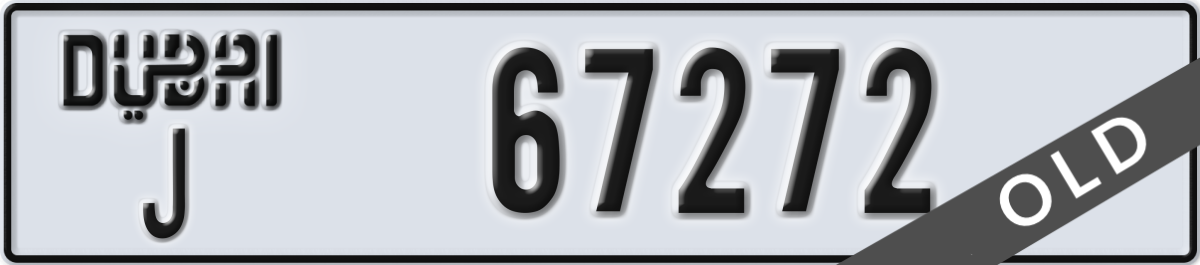 dubai License Plate Number 67272 Code J