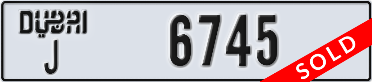dubai License Plate Number 6745 Code J