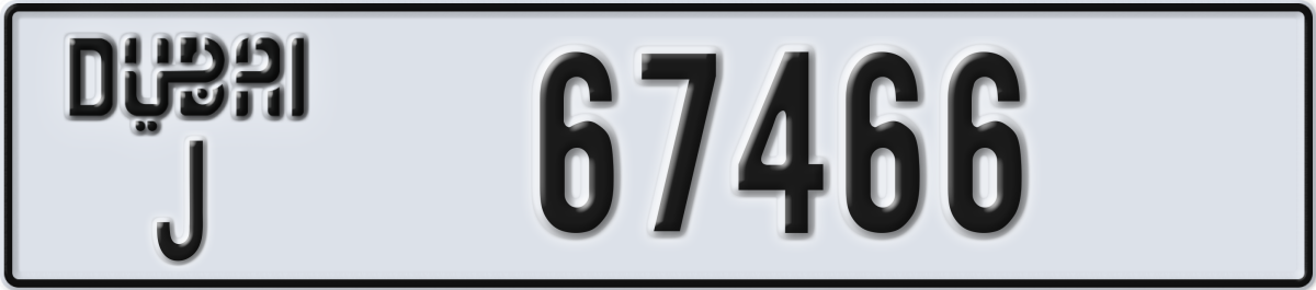 dubai License Plate Number 67466 Code J