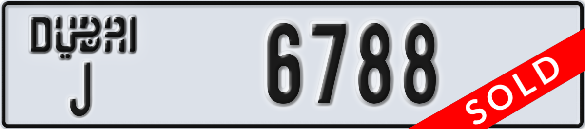 dubai License Plate Number 6788 Code J
