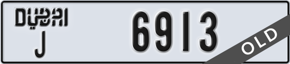 dubai License Plate Number 6913 Code J