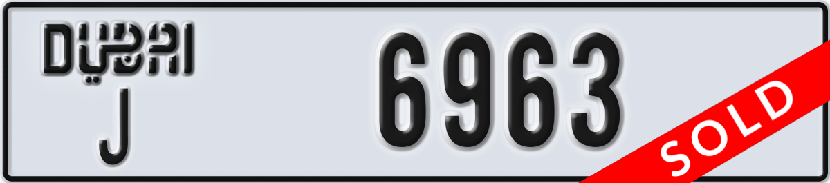 dubai License Plate Number 6963 Code J