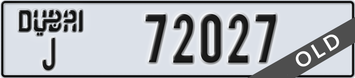 dubai License Plate Number 72027 Code J