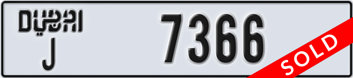 dubai License Plate Number 7366 Code J