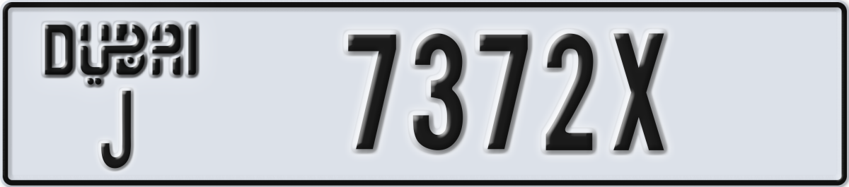 dubai License Plate Number 7372X Code J