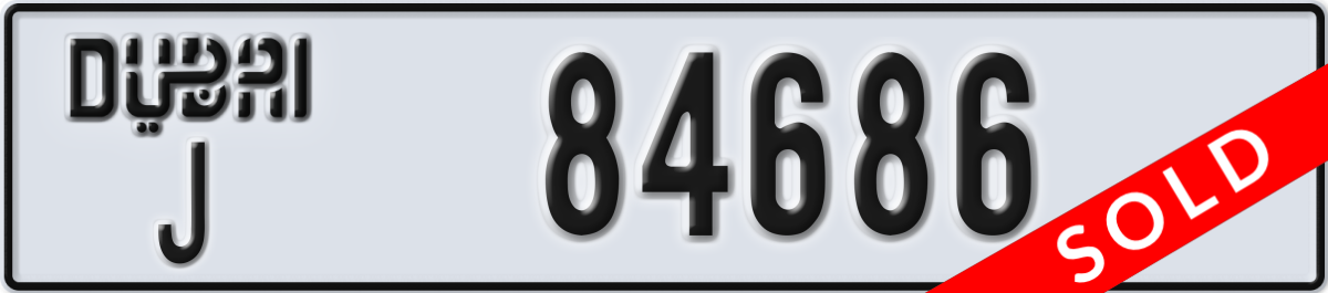 dubai License Plate Number 84686 Code J