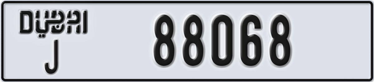 dubai License Plate Number 88068 Code J