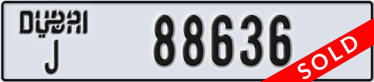 dubai License Plate Number 88636 Code J