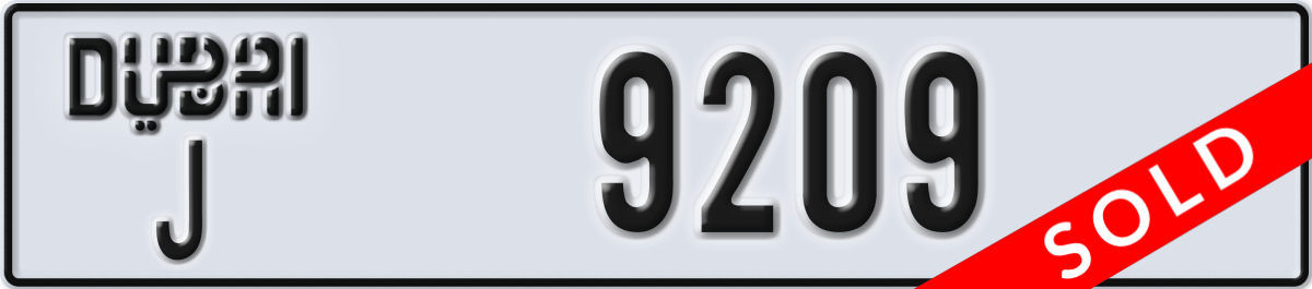 dubai License Plate Number 9209 Code J