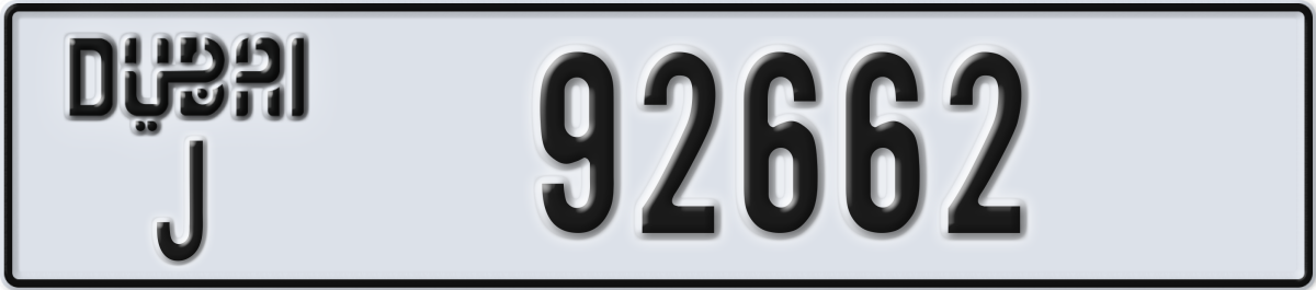 dubai License Plate Number 92662 Code J