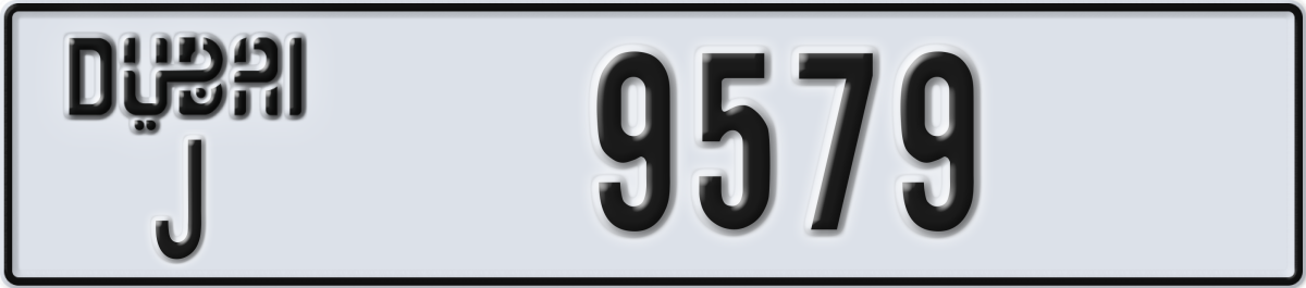 dubai License Plate Number 9579 Code J
