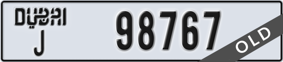 dubai License Plate Number 98767 Code J