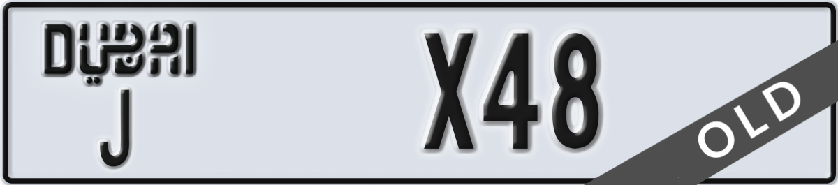 dubai License Plate Number X48 Code J