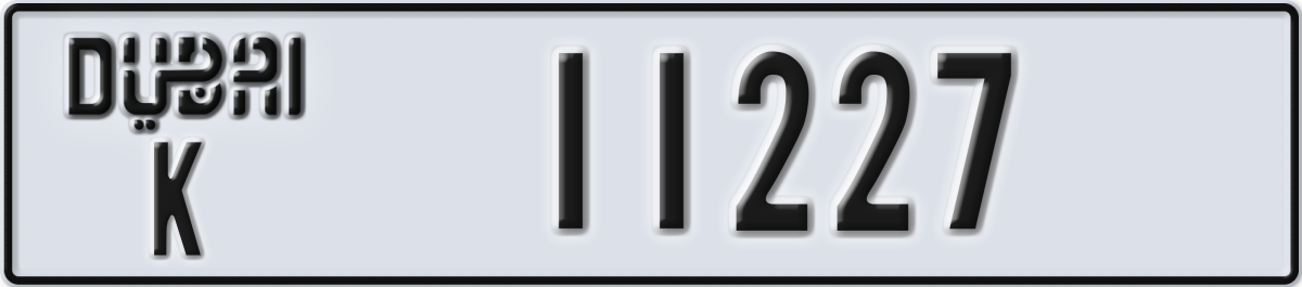 dubai License Plate Number 11227 Code K