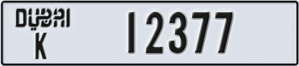 dubai License Plate Number 12377 Code K