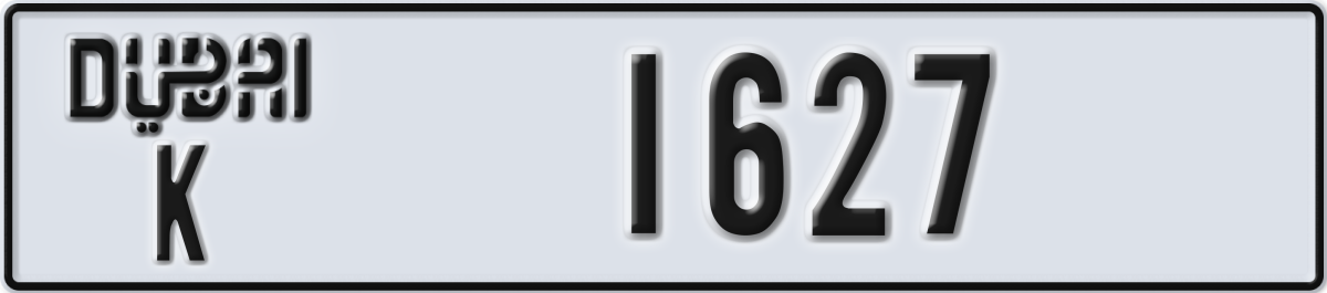 dubai License Plate Number 1627 Code K