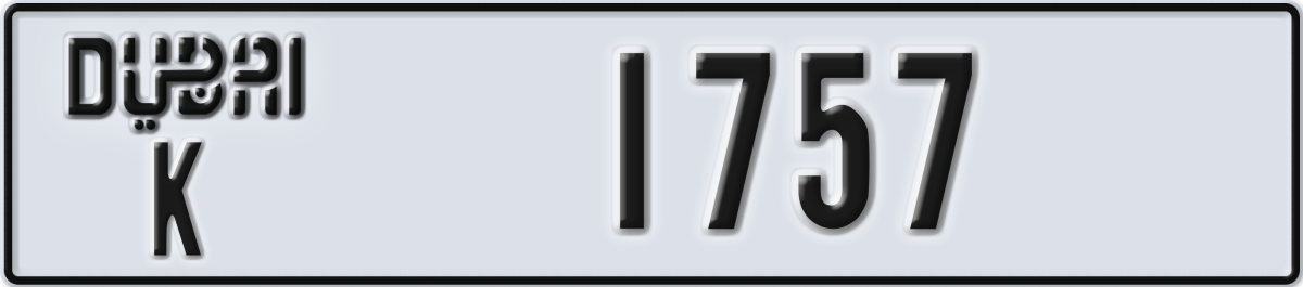 dubai License Plate Number 1757 Code K