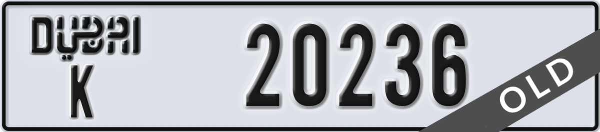 dubai License Plate Number 20236 Code K