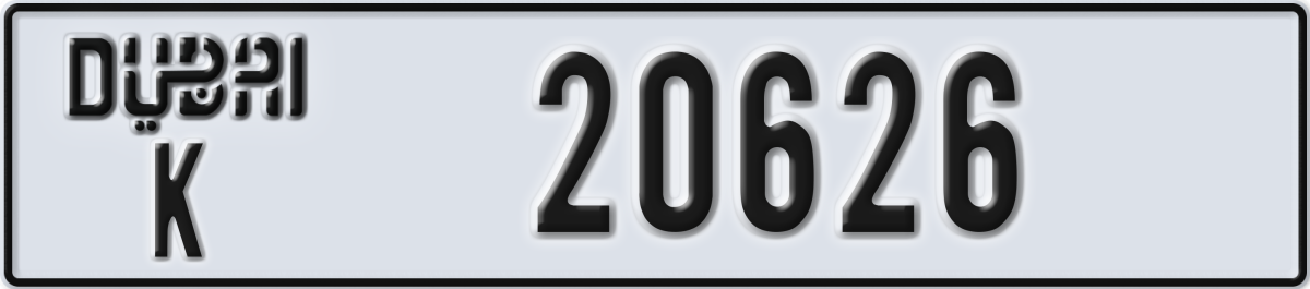 dubai License Plate Number 20626 Code K