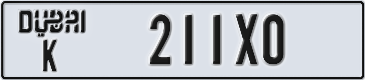 dubai License Plate Number 211X0 Code K