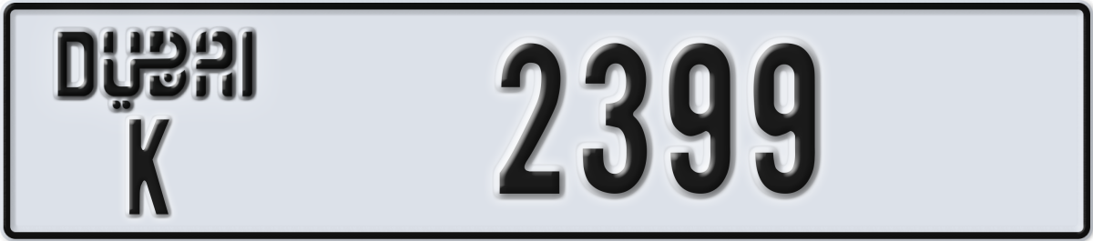 dubai License Plate Number 2399 Code K