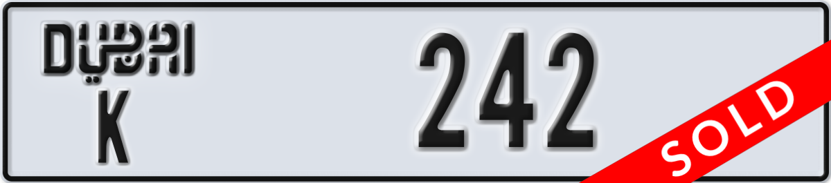 dubai License Plate Number 242 Code K