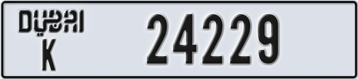 dubai License Plate Number 24229 Code K