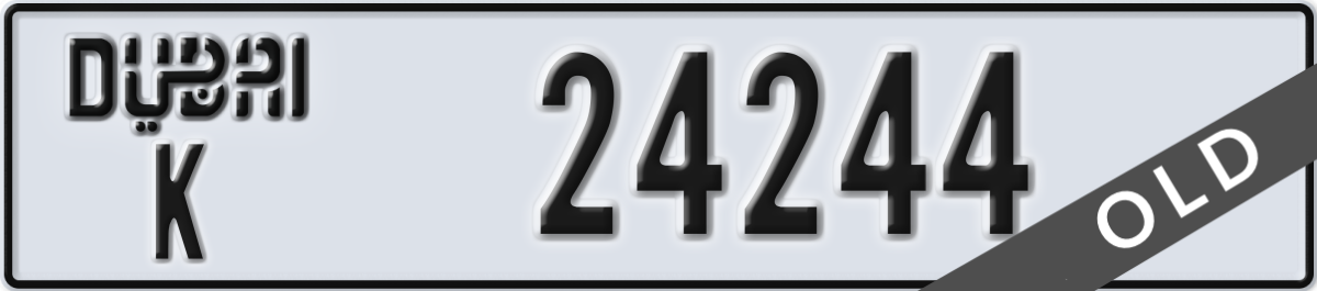 dubai License Plate Number 24244 Code K