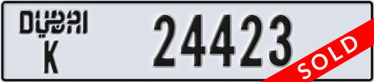 dubai License Plate Number 24423 Code K